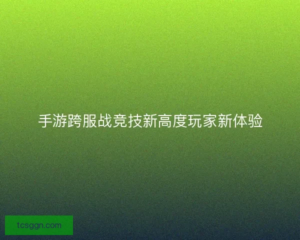 手游跨服战竞技新高度玩家新体验
